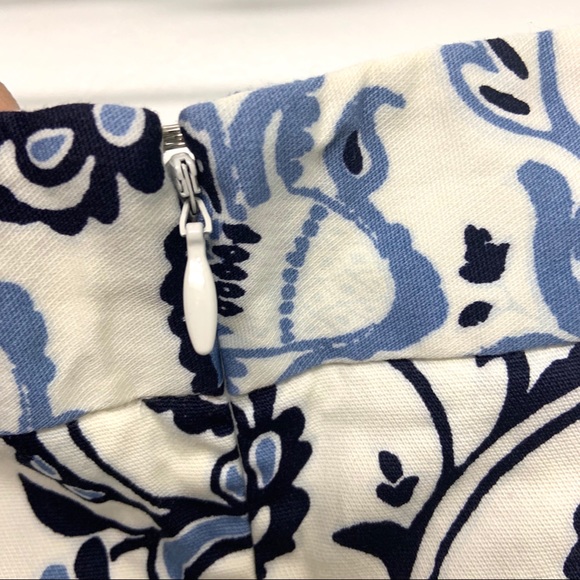 LOFT Blue White Flower A-line Box Pleat Mini Skirt - Picture 4 of 7